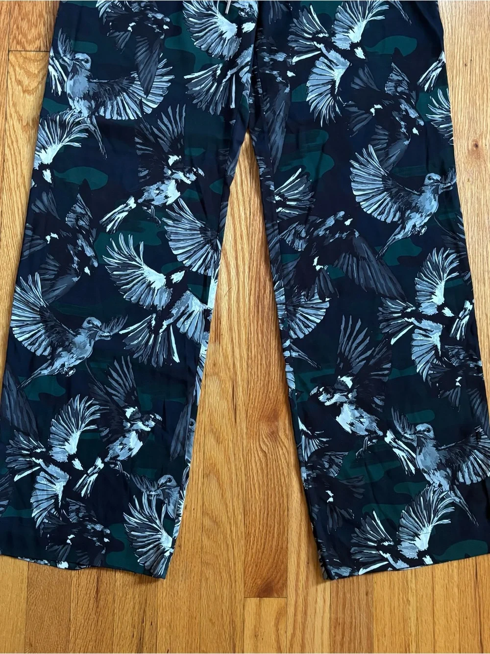 Markus Lupfer Black Joggers with Green and White Bird Print